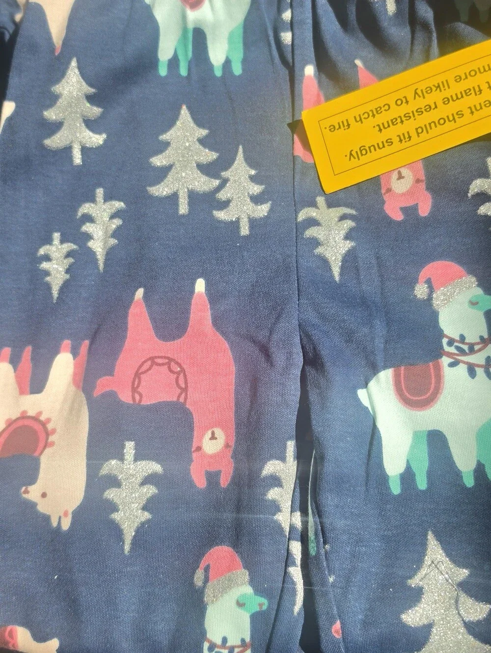 Tucker + Tate Navy Llama Print Holiday Pajama Set with Pink Trim Size 7 NWT
